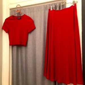 Reformation Haluna Two Piece Cherry Red